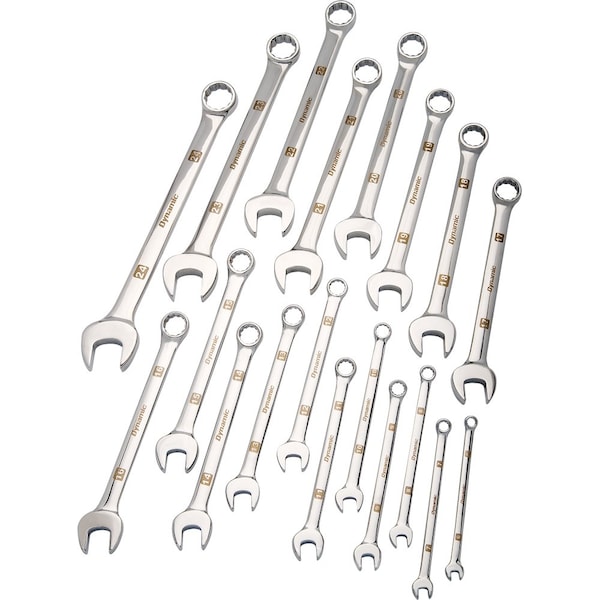 Tools 19 Piece Metric Combo Wrench Set, Mirror Chrome, 6mm - 24mm